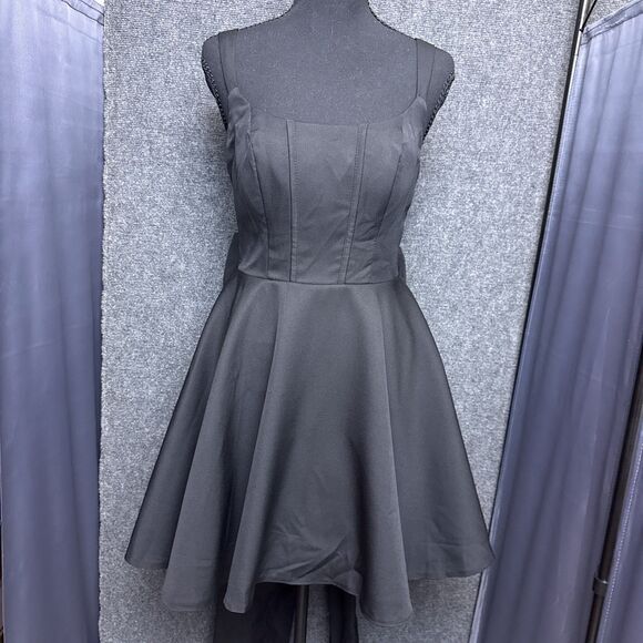 Unbranded Dresses & Skirts - NEW Mini Skater Dress 4 Black Square Neck Corset Bodice Sophisticated Goth Hoco